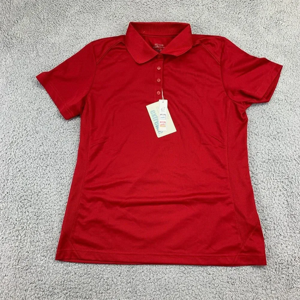 Extreme Performance Polo Shirt Women's Large Red Short Sleeve Golf‎ Rugby NEW